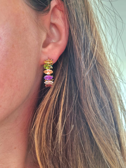 Brincos Colorful Stones Hoops